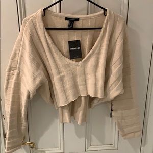 Cropped Oversize off the shouldve White Sweater